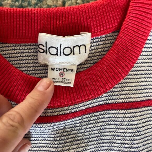 EUC Vintage Slalom Red White Blue Matching Ski Sweater & Jacket Fits a Small - Picture 5 of 11